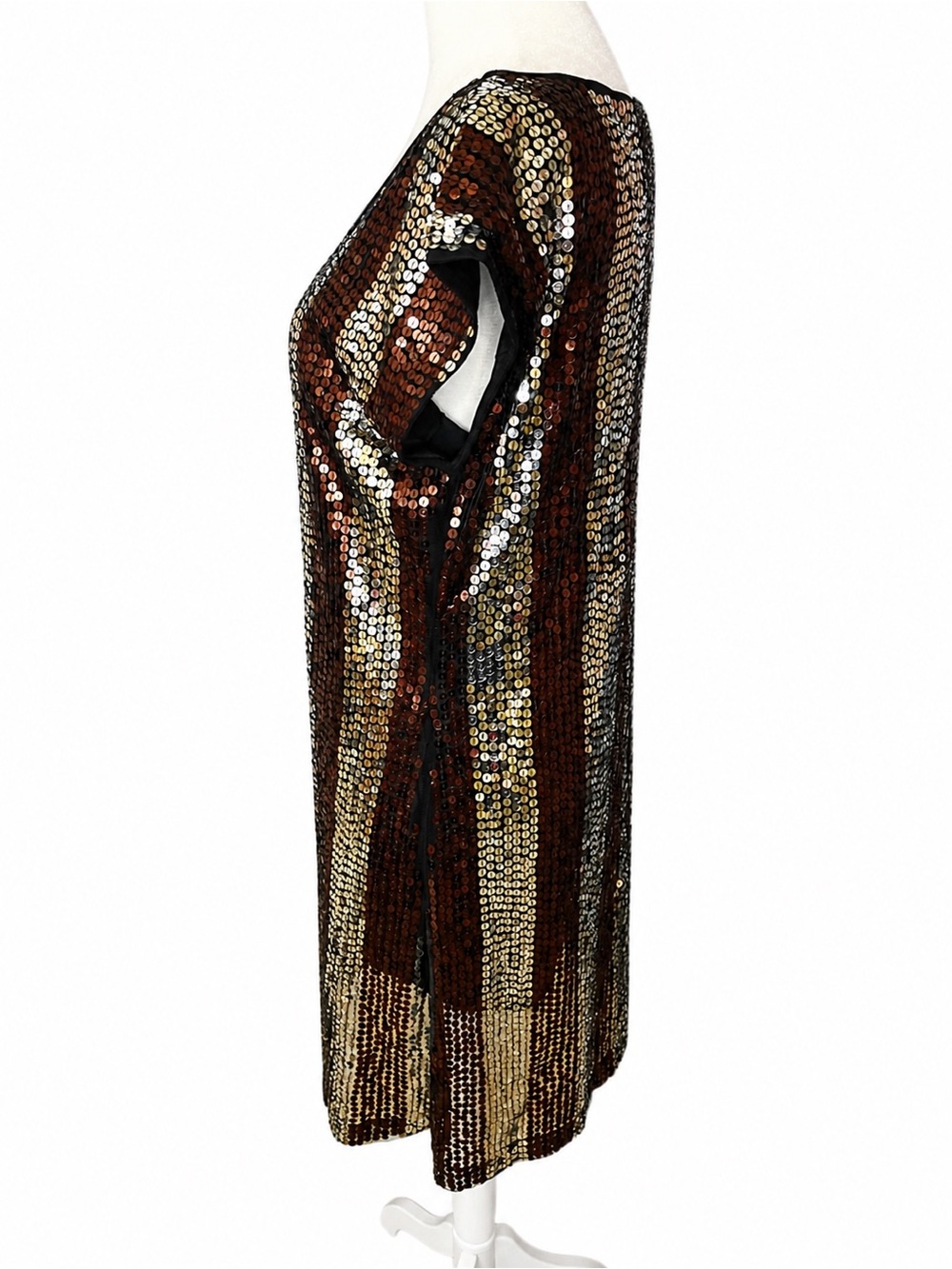 H&M Sequin Striped Scoop Neck Tunic - Metallic Brown & Gold - Picture 2 of 3